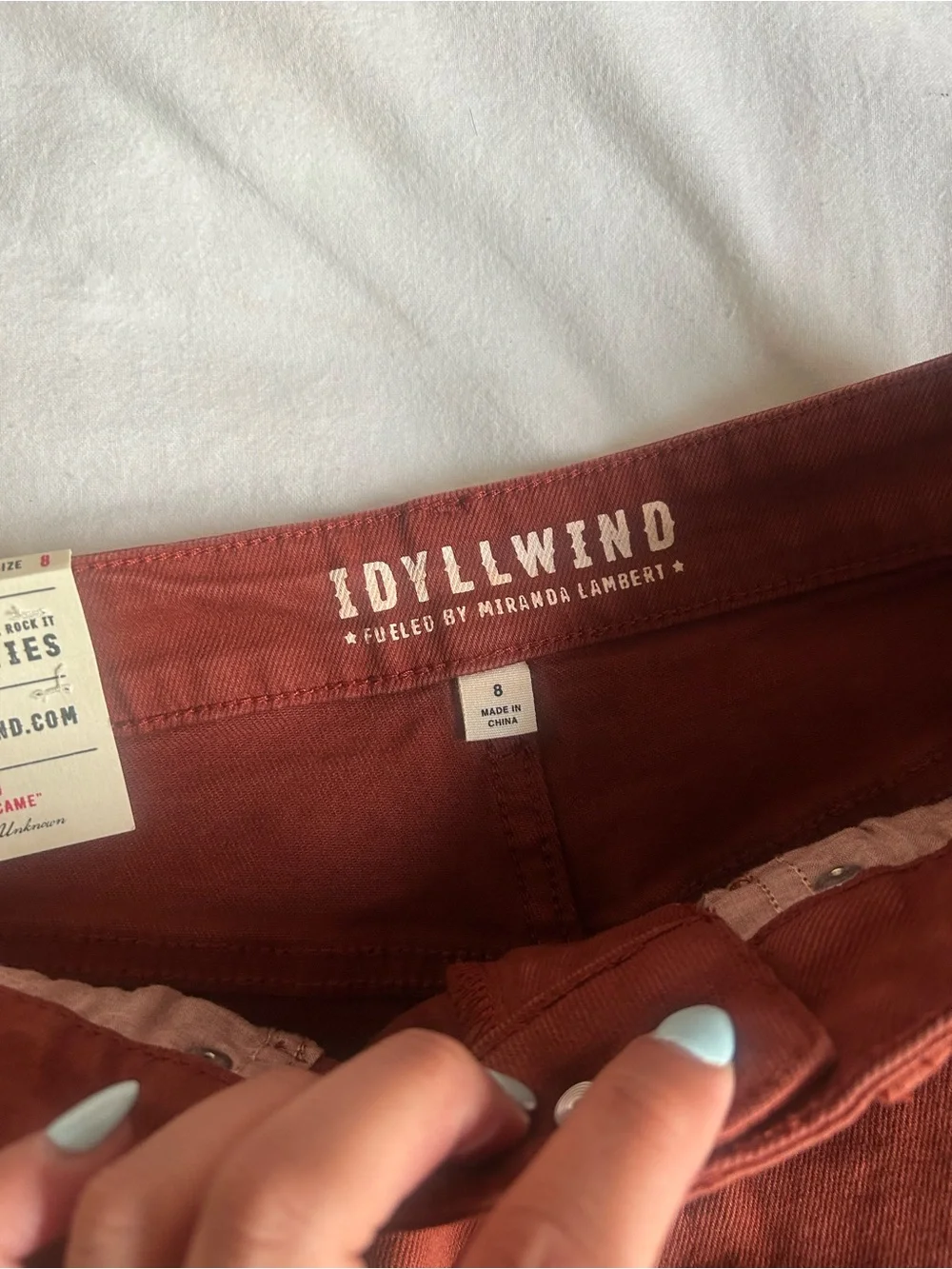 Idyllwind High-Waist Rust Red Denim Cutoff Shorts